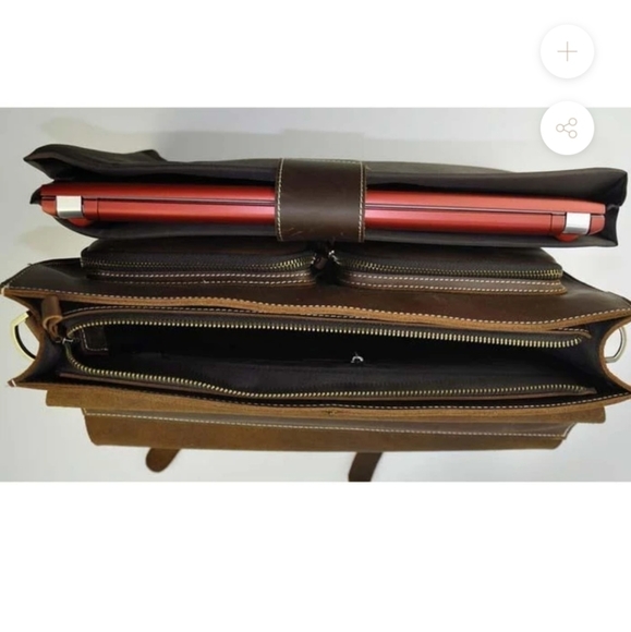 MEN'S CRAZY HORSE LEATHER RETRO DESIGNER BUSINESS BRIEFCASE - Picture 3 of 6